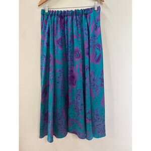 Vintage Nora Noh Silk Skirt Maxi Length 80s Retro Size 16 Boho Festival